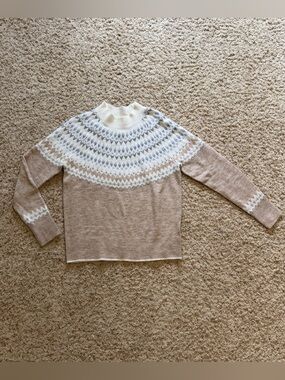 Fat Face Women’s Cream/Tan Olivia Fair Isle Jumper Sweater. Size 8. NWOT!